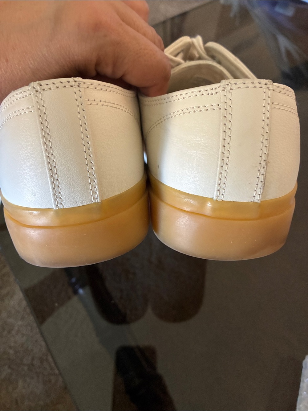 ZARA White Leather Low-Top Sneakers with Gum Sole - Men's - Picture 8 of 11